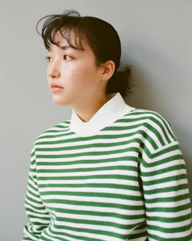 女可水洗鬆餅紋圓領針織衫